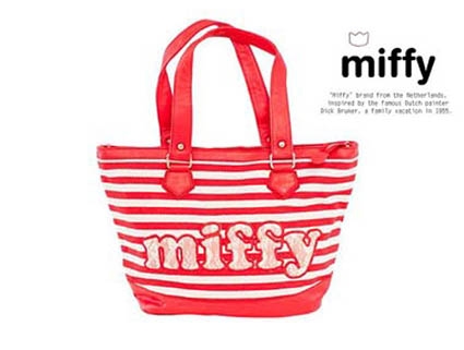 Miffy米菲 優雅條紋系列-肩背包(魅力紅)
